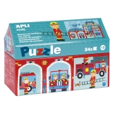 Apli Kids, Puzzle w kartonowym domku w straży pożarnej