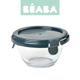 Beaba, Okrągły pojemnik szklany z hermetycznym zamknięciem Dark blue 200 ml